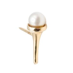 Vintage 14K Yellow Gold Golf Tee Tie Tack With Cultured Pearl